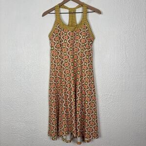 prAna Women's Printed Cali Racerback Sleeveless Dress Safari Guava Size XL